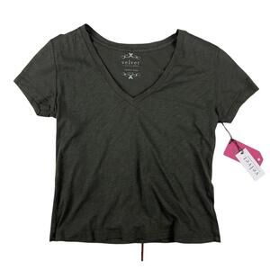 Velvet by Graham & Spencer Thicket Slub Cotton Short Sleeve Shirt Green Size XS